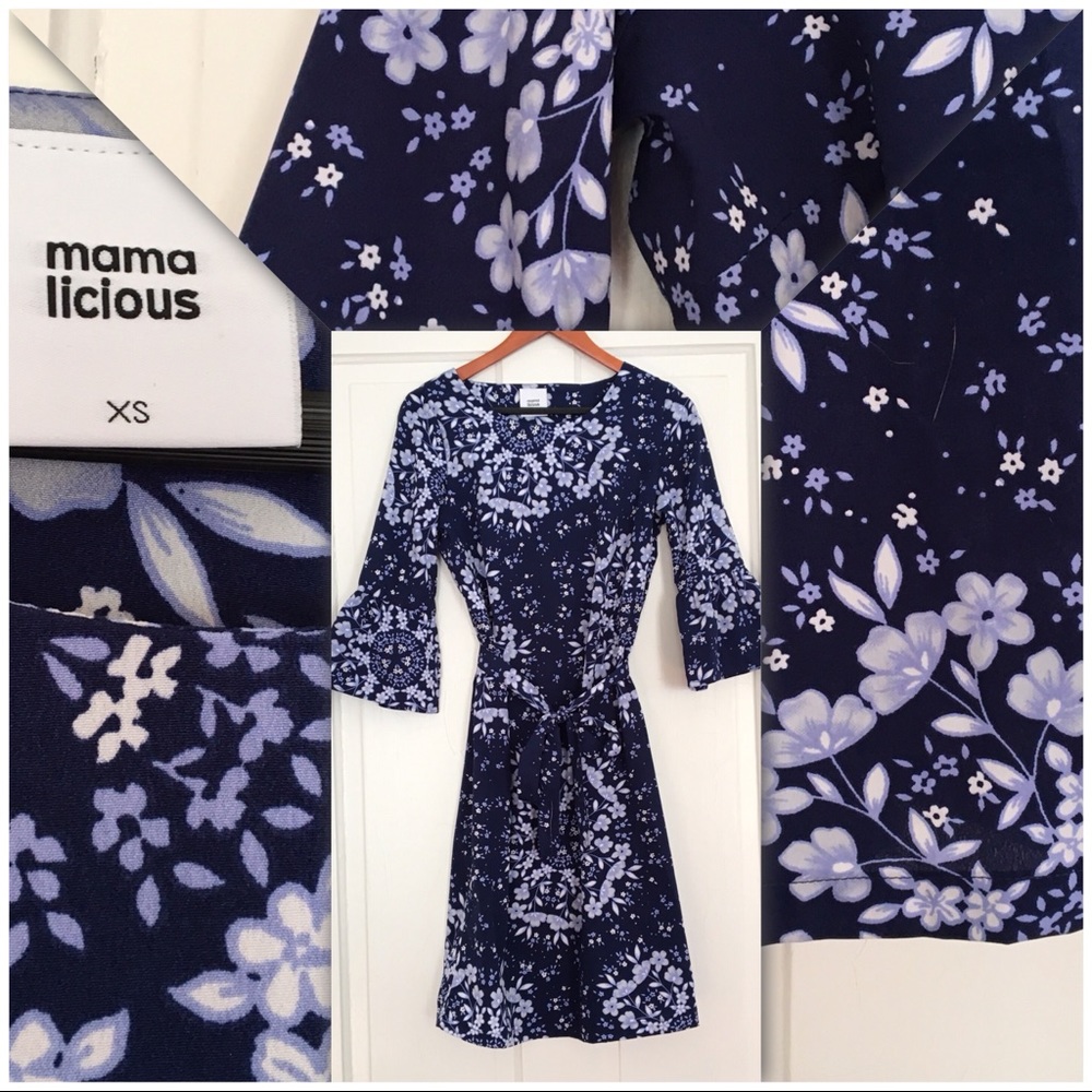 Belted maternity dress.